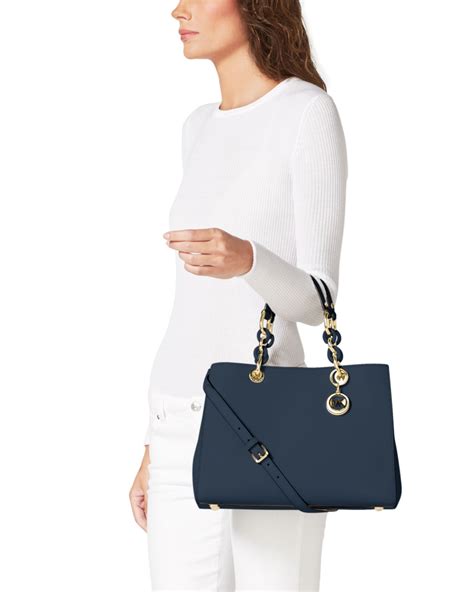 sac cynthia michael kors bleu|Cynthia Medium Saffiano Leather Satchel .